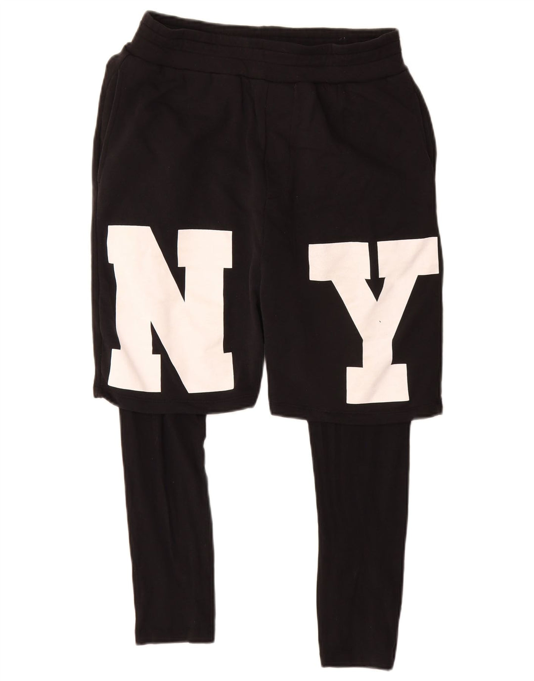 Zara Mens Graphic Sport Shorts Médio Algodão Preto