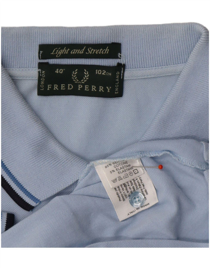 Camisa polo masculina leve e elástica FRED PERRY de algodão azul pequeno