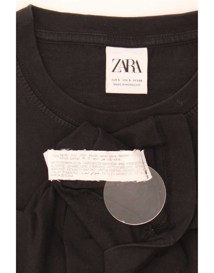 Zara Camiseta masculina gráfica top pequeno algodão preto