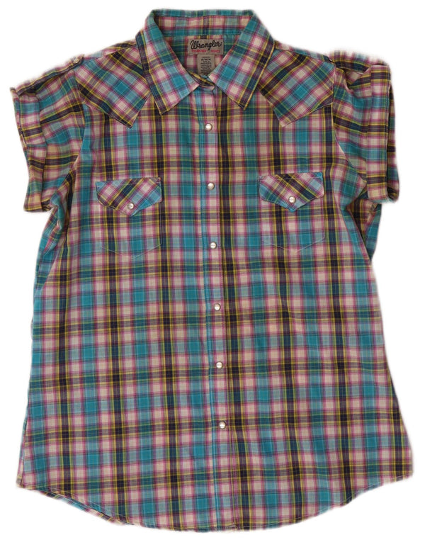 Camisa feminina de manga curta WRANGLER Reino Unido 14 algodão xadrez médio multicolorido