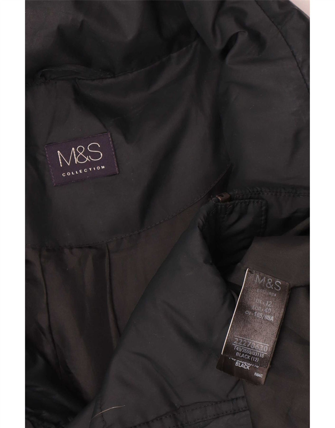 Jaqueta acolchoada feminina Marks & Spencer Reino Unido 12 poliéster azul marinho médio