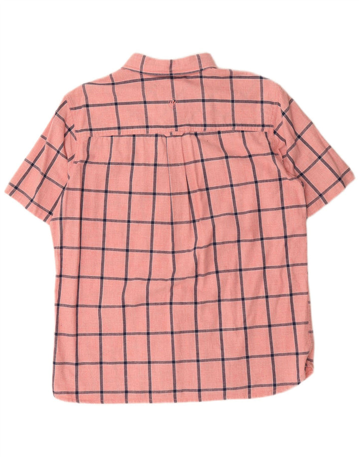 Camisa masculina de manga curta Fat Face grande algodão xadrez rosa