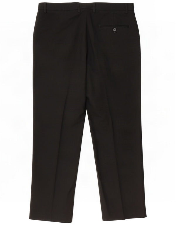 Calça masculina de ajuste regular Marks & Spencer W36 L31 poliéster preto