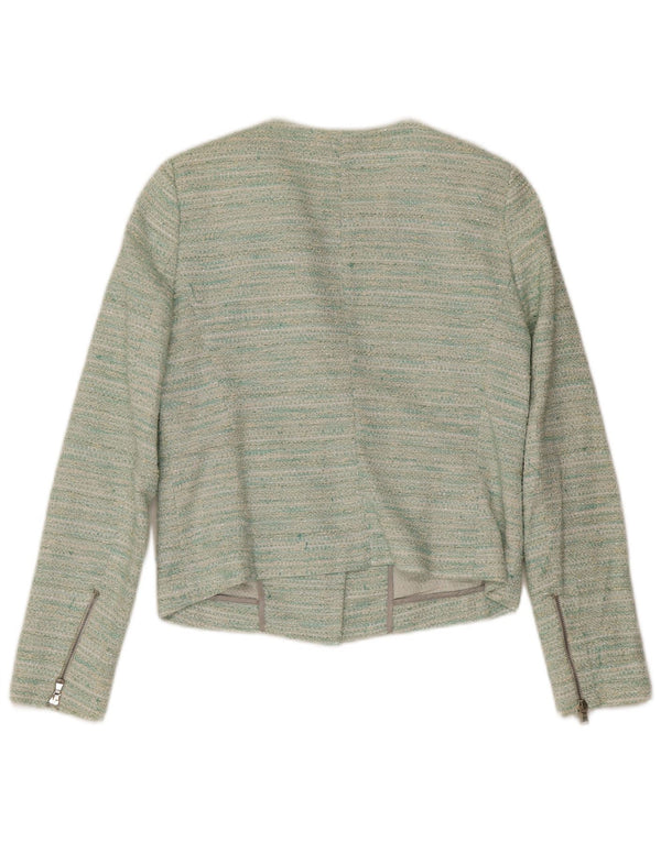 Jaqueta blazer feminina Massimo Dutti com zíper completo EU 38 pequena verde manchada