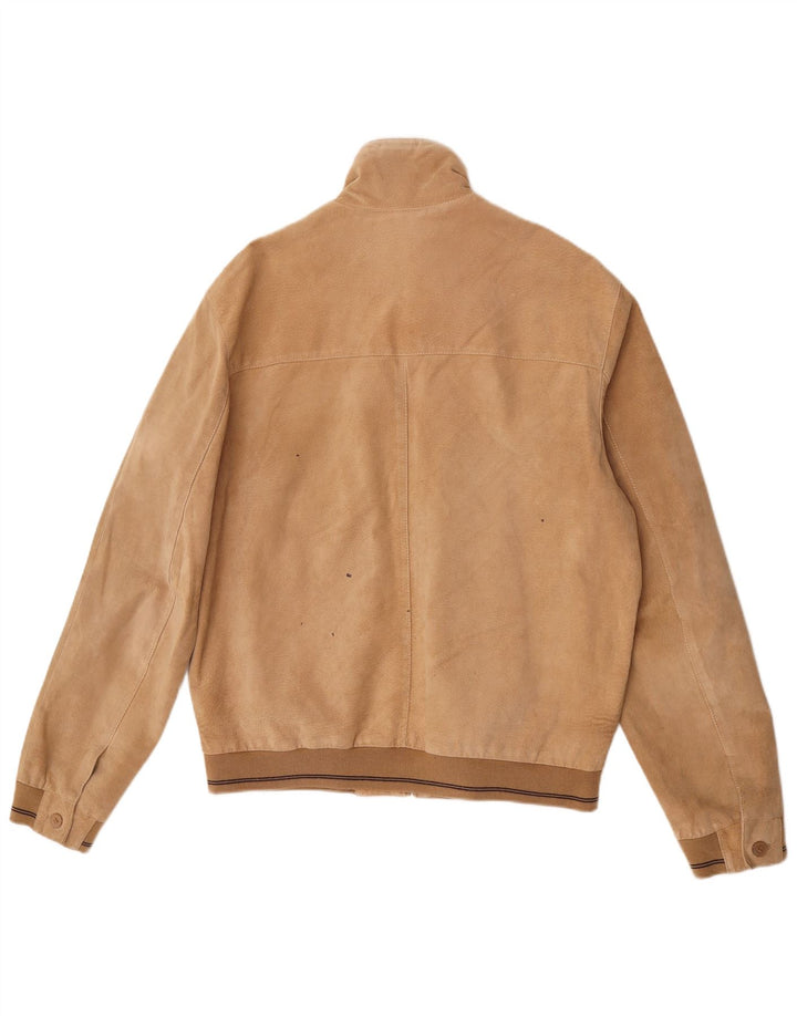 Jaqueta bomber masculina vintage de camurça IT 50 couro marrom grande