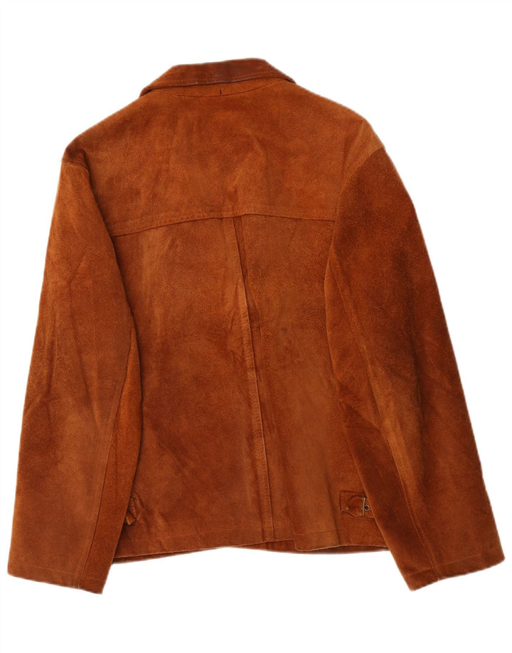 Jaqueta de camurça feminina vintage EU 48 2XL couro marrom
