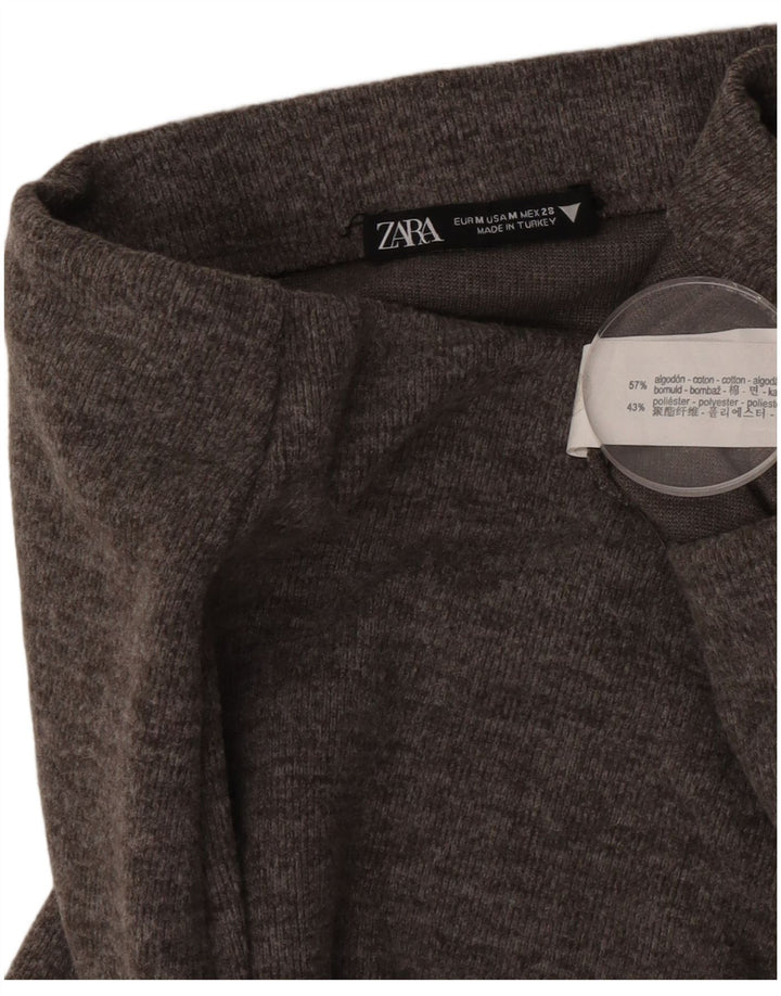 Saia midi feminina Zara médio W28 algodão cinza