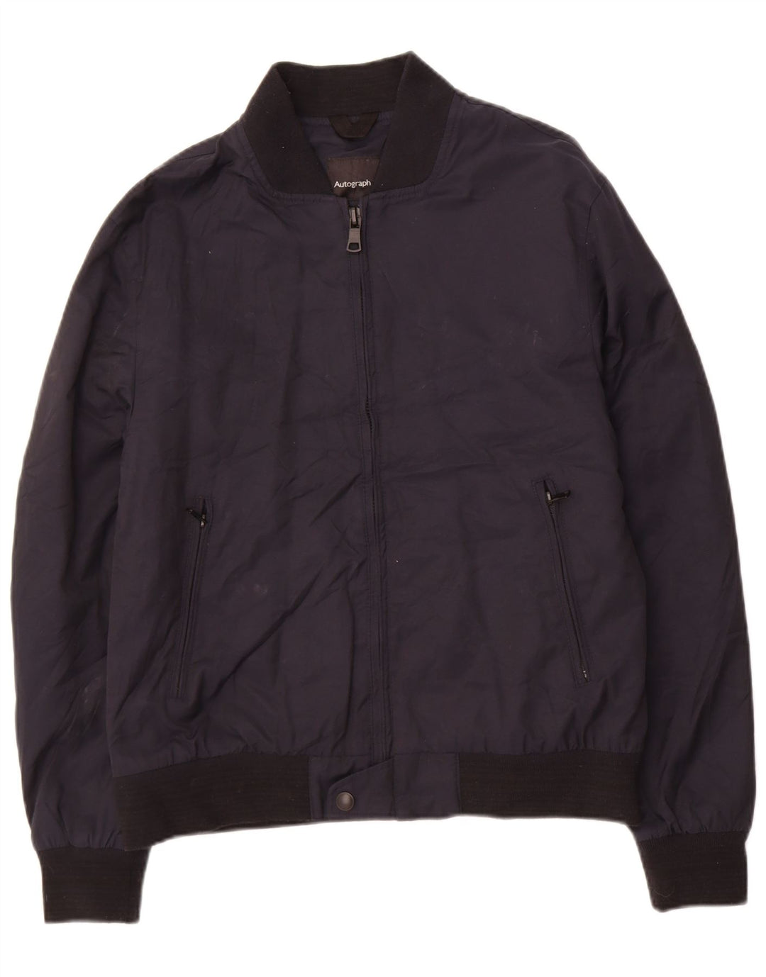 Jaqueta acolchoada masculina Marks & Spencer Autograph Reino Unido 38 algodão azul marinho médio