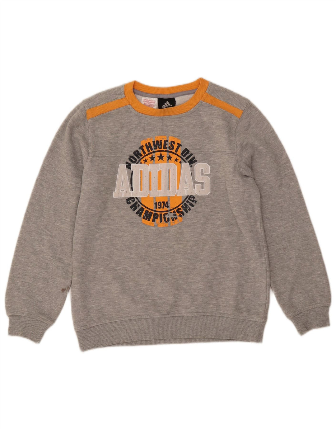 ADIDAS Meninas Graphic Sweatshirt Jumper 11-12 Anos Cinza Algodão Flecked