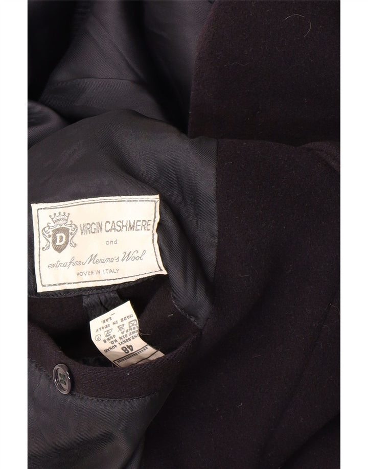 Sobretudo masculino vintage IT 48 lã virgem azul marinho médio