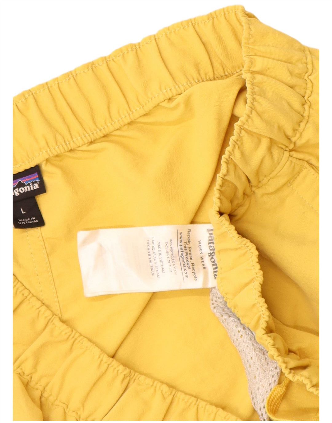 Shorts esportivos femininos PATAGONIA UK 14 grande nylon amarelo
