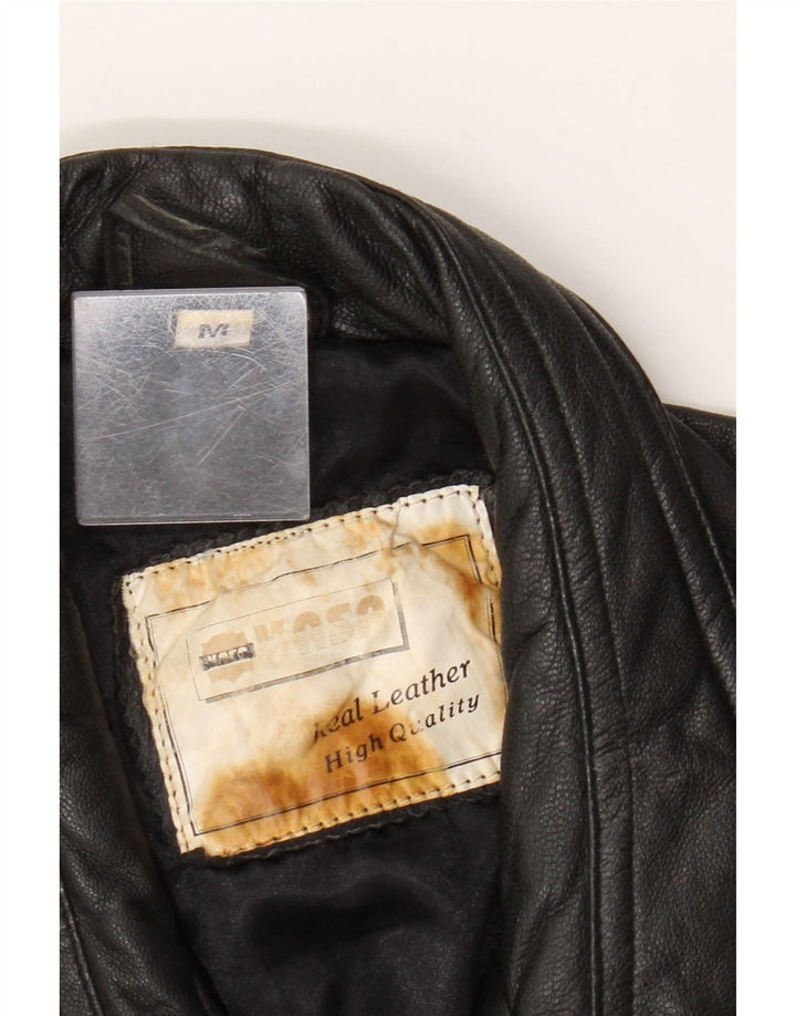 Jaqueta de couro masculina vintage UK 38 couro preto médio