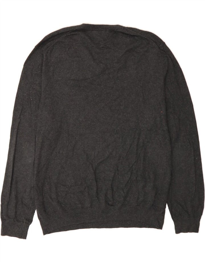 EDDIE BAUER Mens V-Neck Jumper Sweater XL Grey Cotton Vintage Eddie Bauer and Second-Hand Eddie Bauer from Messina Hembry 