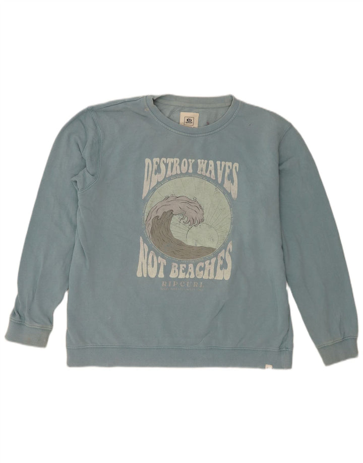 Rip Curl moletom gráfico masculino jumper pequeno azul algodão