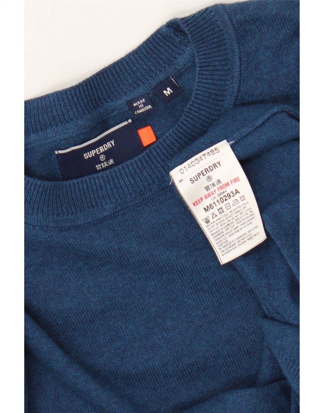 Suéter masculino Superdry com gola redonda e algodão azul médio