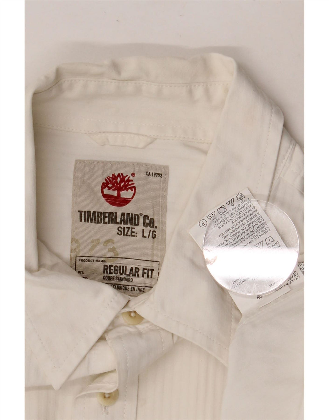 Camisa masculina TIMBERLAND Regular Fit grande algodão branco