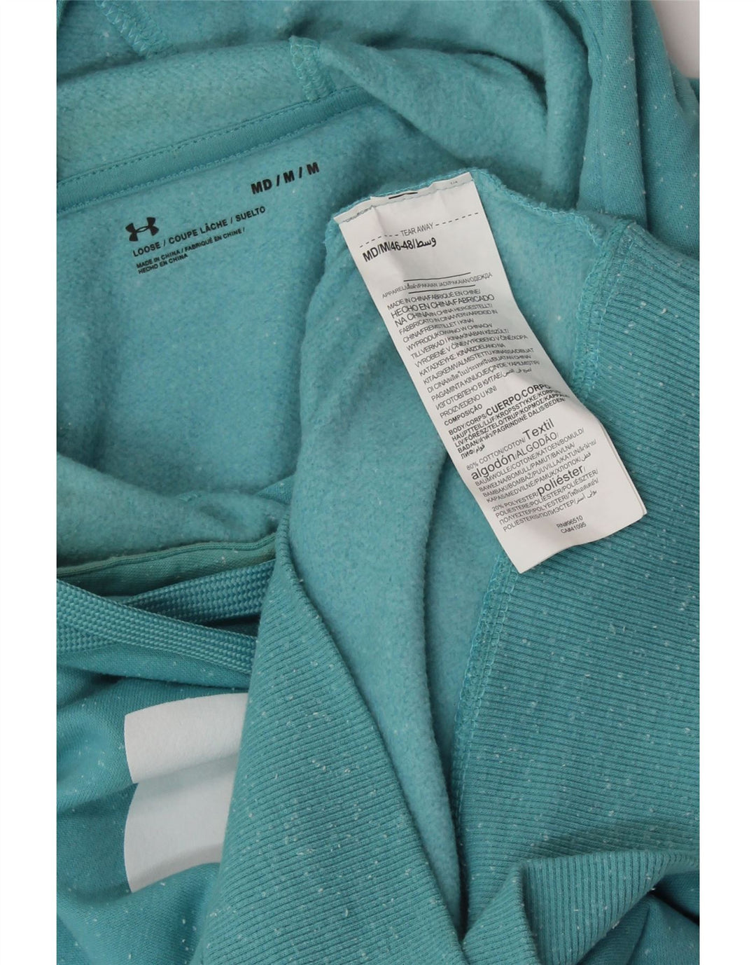 UNDER ARMOUR Suéter feminino com capuz grande tamanho UK 14 médio azul manchado