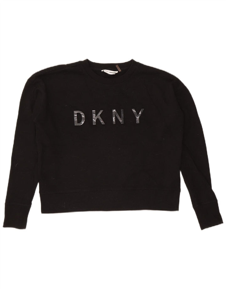 Suéter feminino Dkny com corte gráfico grande e grande Reino Unido 10 pequeno preto