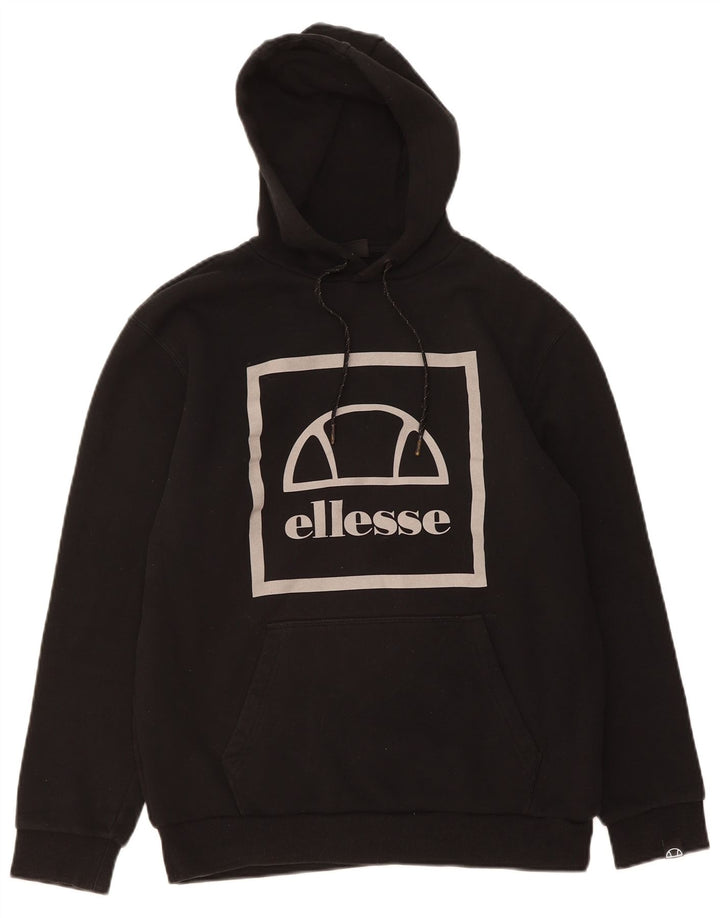 ELLESSE moletom com capuz gráfico masculino médio algodão preto