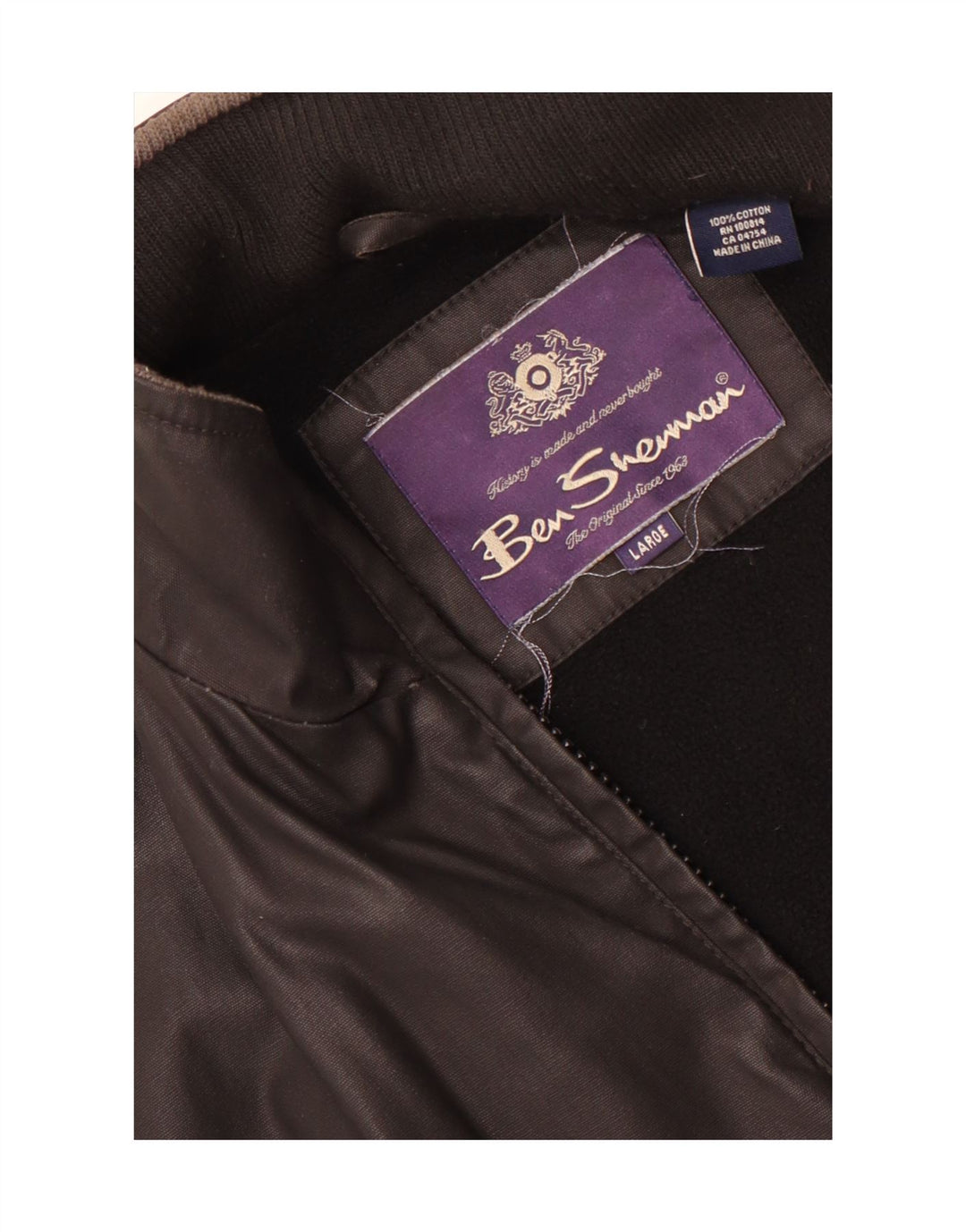 Jaqueta masculina Ben Sherman Graphic Bomber UK 40 grande algodão preto
