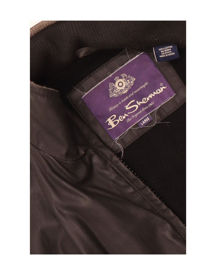 Jaqueta masculina Ben Sherman Graphic Bomber UK 40 grande algodão preto