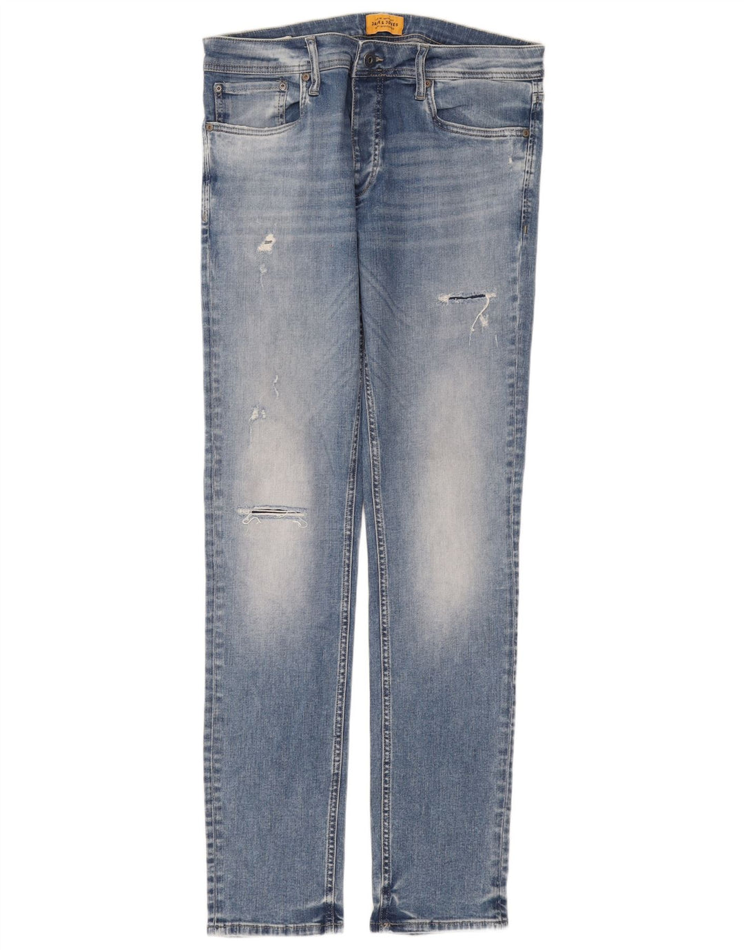 Jeans masculinos Jack & Jones desgastados slim W33 L34 algodão azul