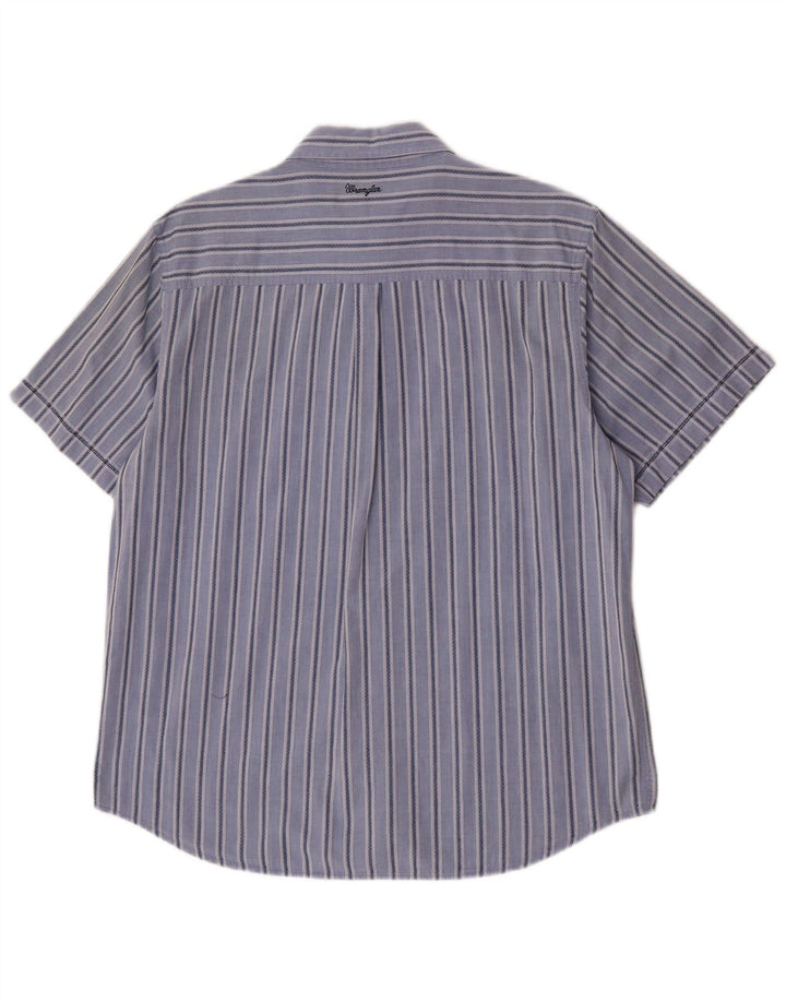 Wrangler Camisa masculina de manga curta grande algodão listrado azul