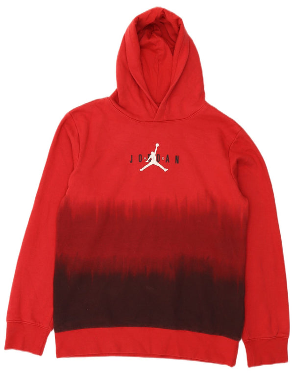 Suéter com capuz gráfico Jordan Boys 13-14 anos XL vermelho colorblock algodão