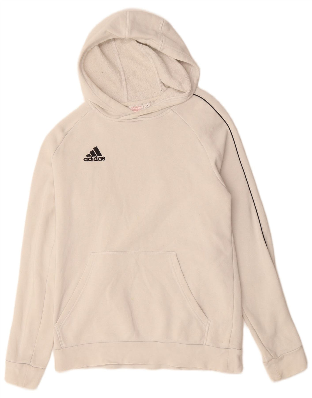 ADIDAS Meninos Hoodie Jumper 15-16 Anos Branco Algodão