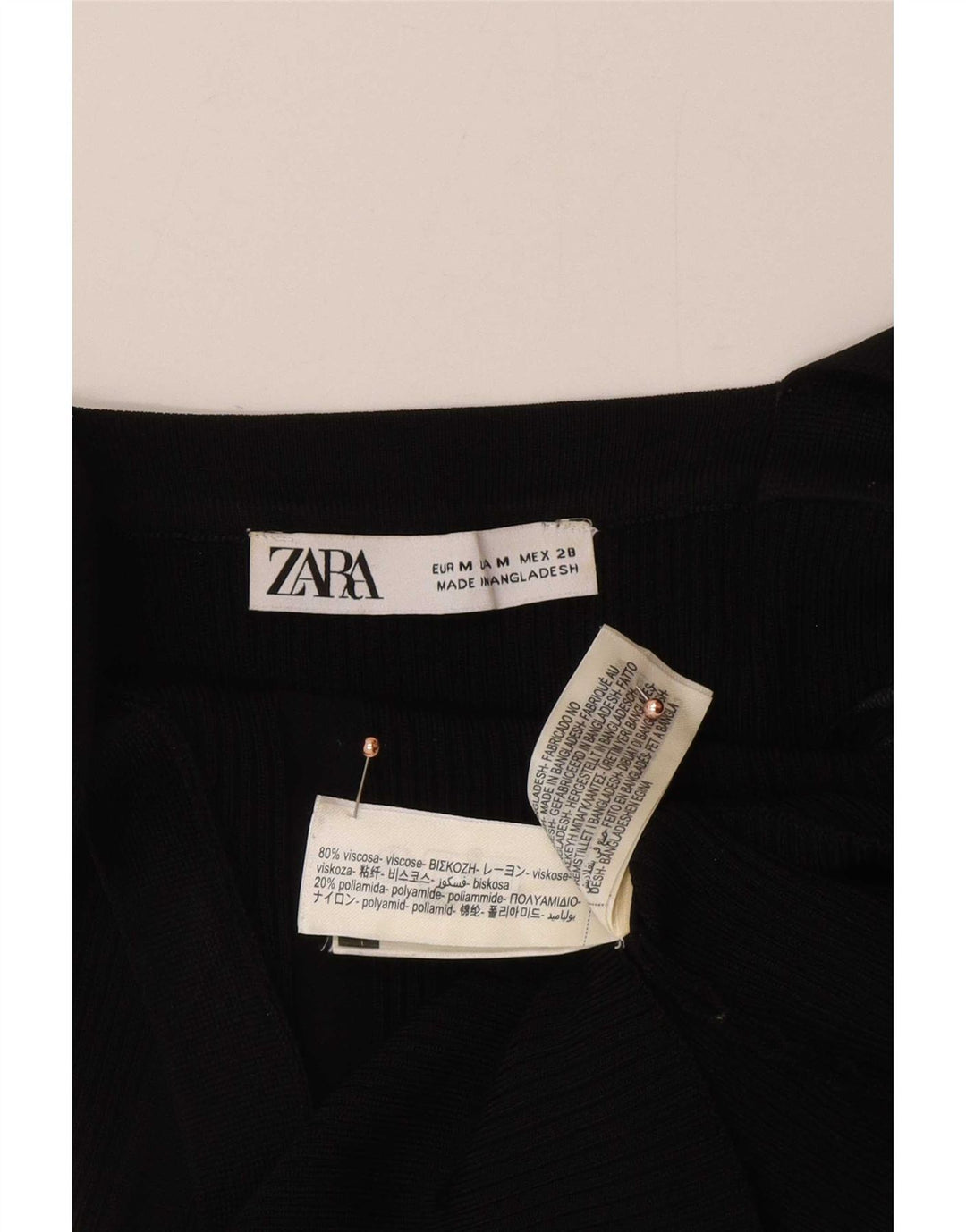 Zara Womens Crop Cami Top UK 12 Médio Preto Viscose