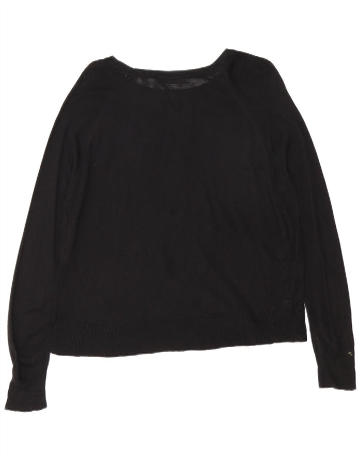 Suéter feminino Zara com gola canoa UK 14 médio preto