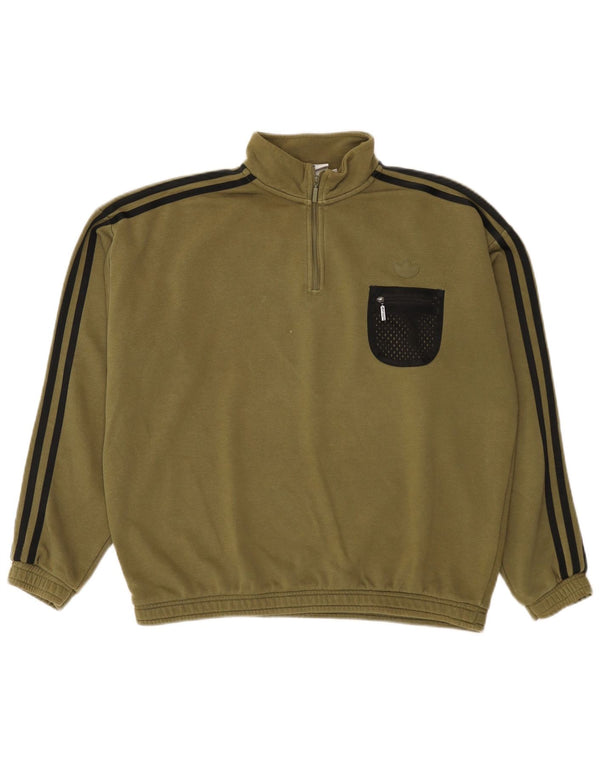 Adidas feminino oversized zip pescoço moletom jumper reino unido 12 médio cáqui