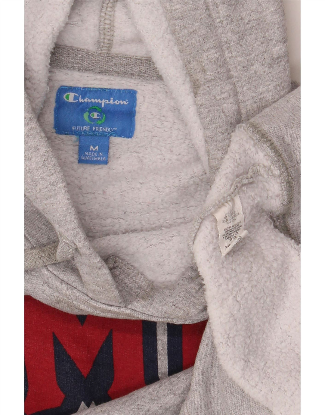 CHAMPION Womens Graphic Hoodie Jumper UK 14 Medium Grey Cotton Vintage Champion and Second-Hand Champion from Messina Hembry 