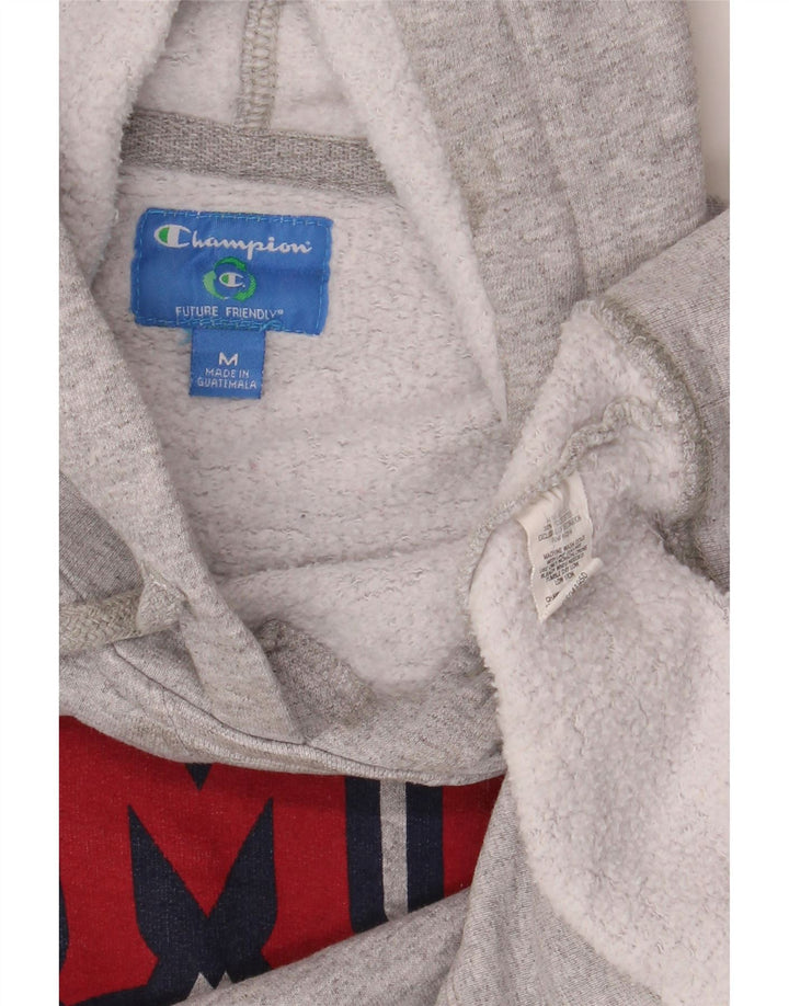 CHAMPION Womens Graphic Hoodie Jumper UK 14 Medium Grey Cotton Vintage Champion and Second-Hand Champion from Messina Hembry 