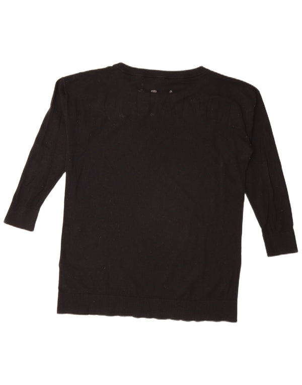 Suéter feminino Armani Exchange com gola canoa gráfico Reino Unido 14 médio preto