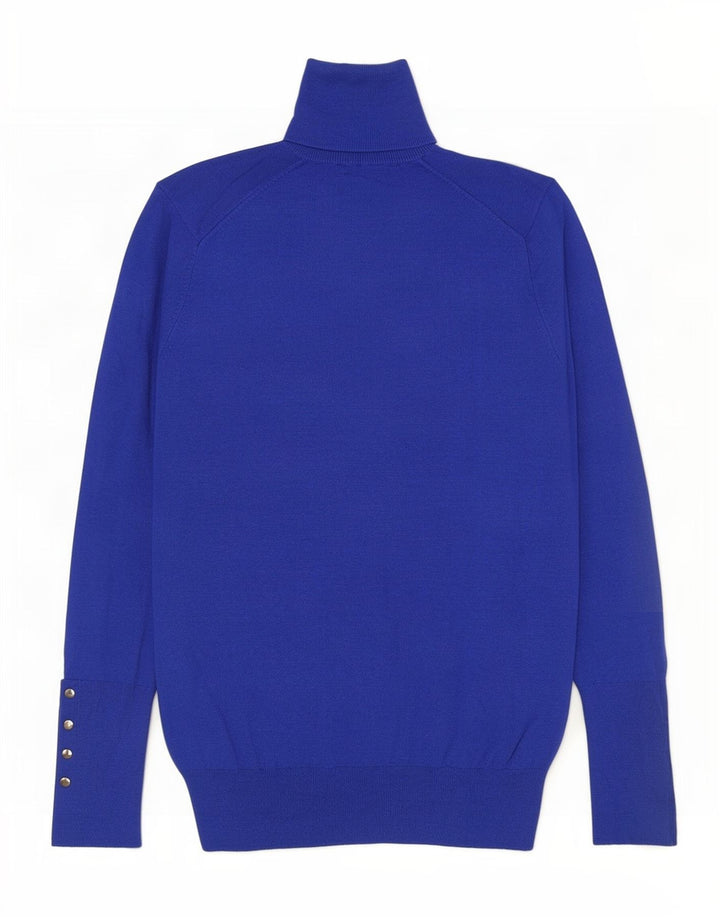 Suéter feminino Zara com gola redonda e viscose azul pequena Reino Unido 10