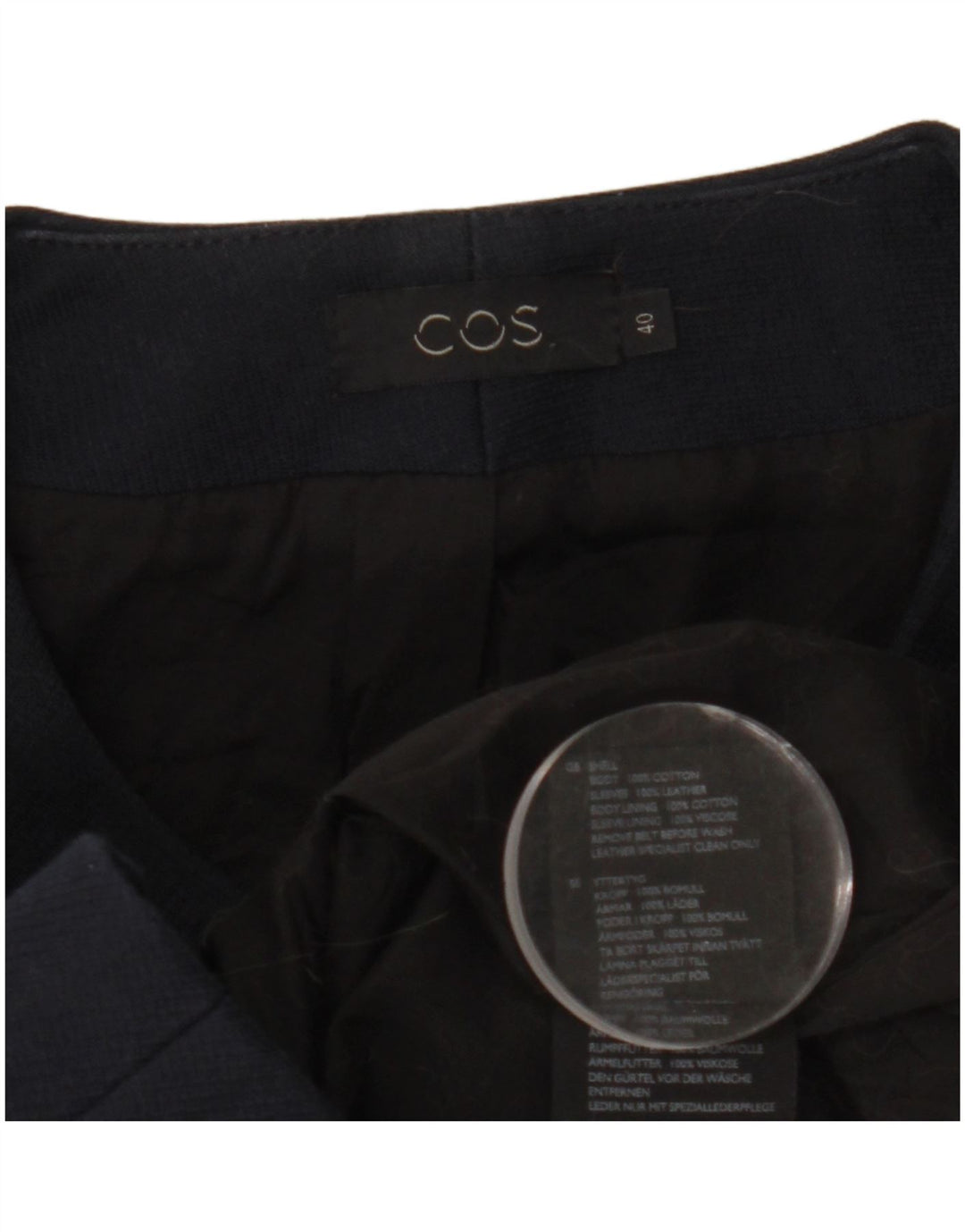 Cos Jaqueta Blazer Feminina EU 40 Médio Azul Marinho Colourblock Algodão