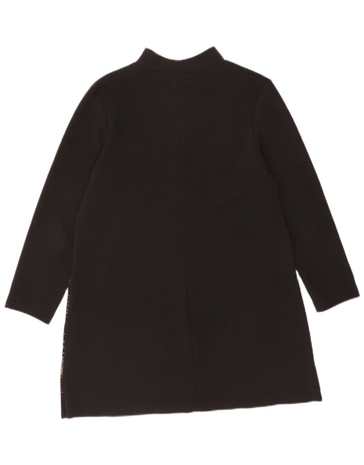 Vestido feminino Zara manga comprida, UK 14, médio, preto, floral, poliéster