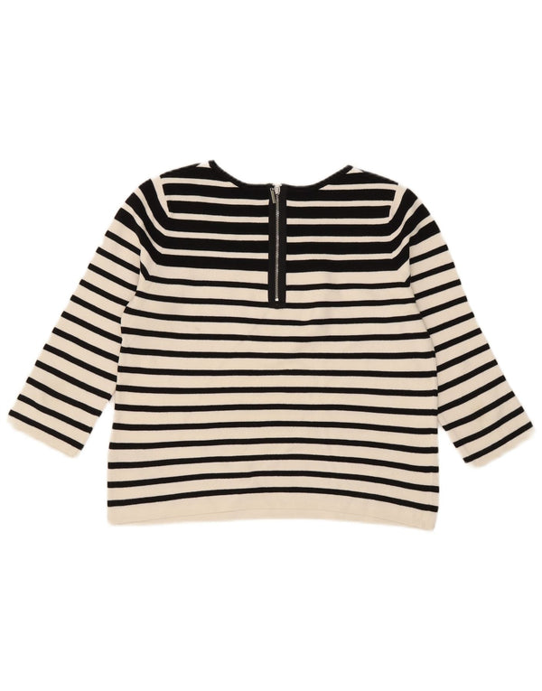 Suéter feminino Oasis com gola canoa e gola redonda UK 12 listrado preto médio