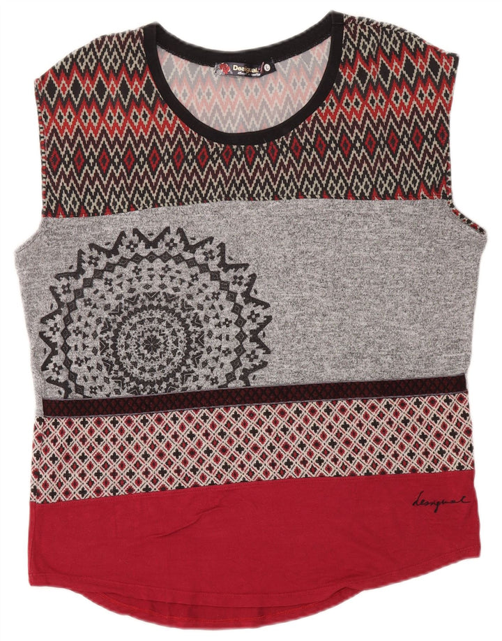 Desigual Womens Vest Top UK 14 Grande Multicolorido Geométrico