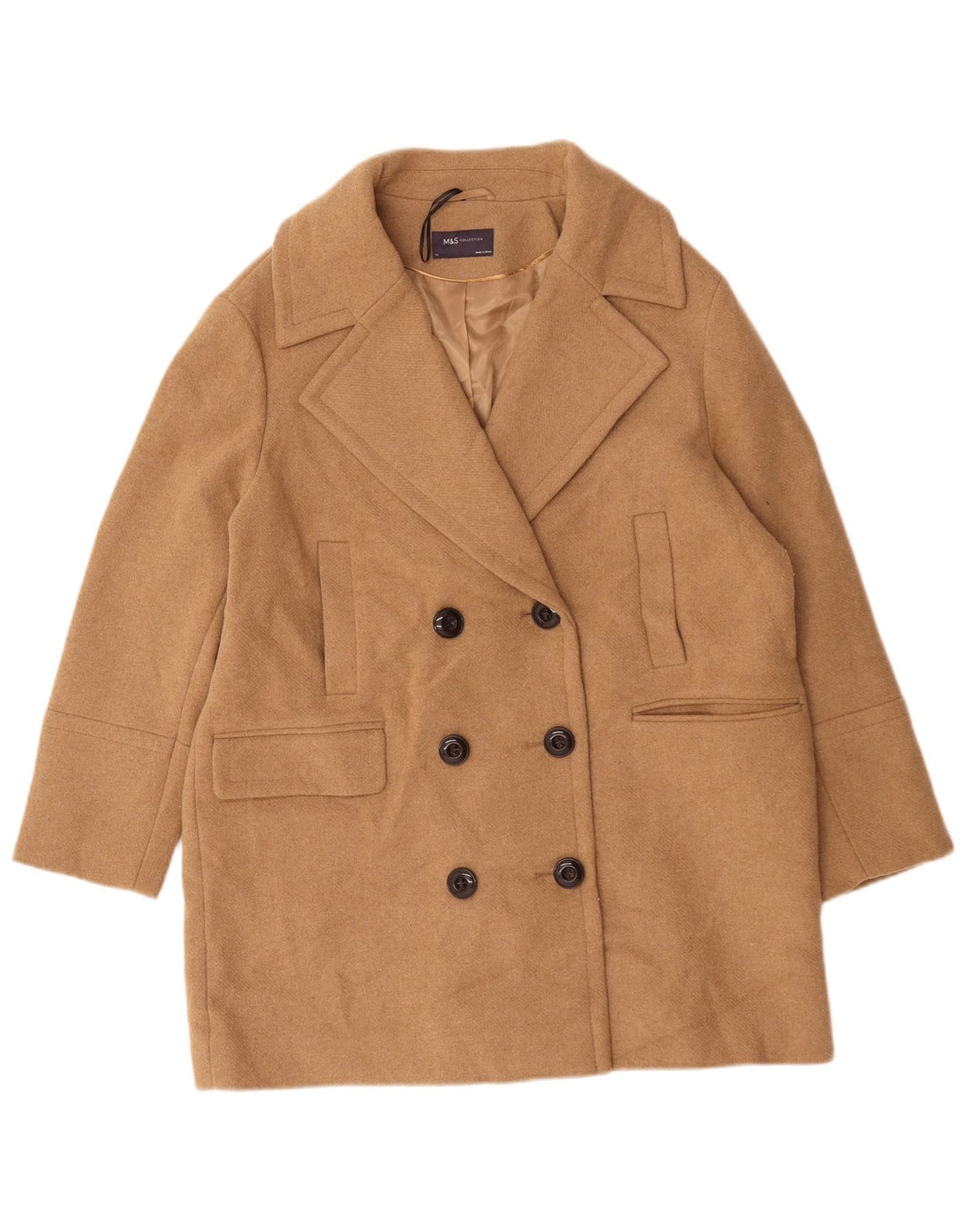 Casaco feminino oversized Pea da Marks & Spencer Reino Unido 14 grande lã bege