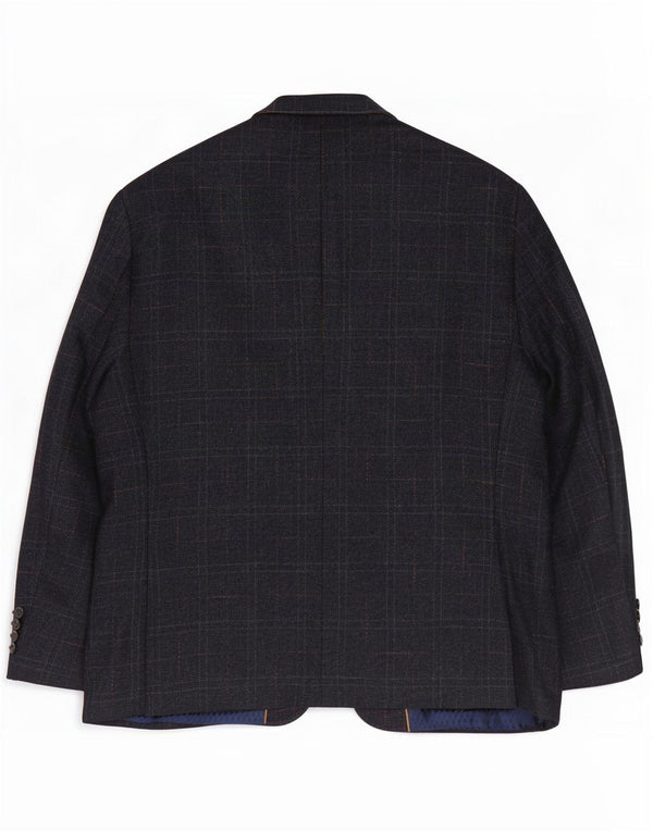 Douglas Mens 2 Button Blazer Jacket UK 44 2XL Navy Blue Check Wool