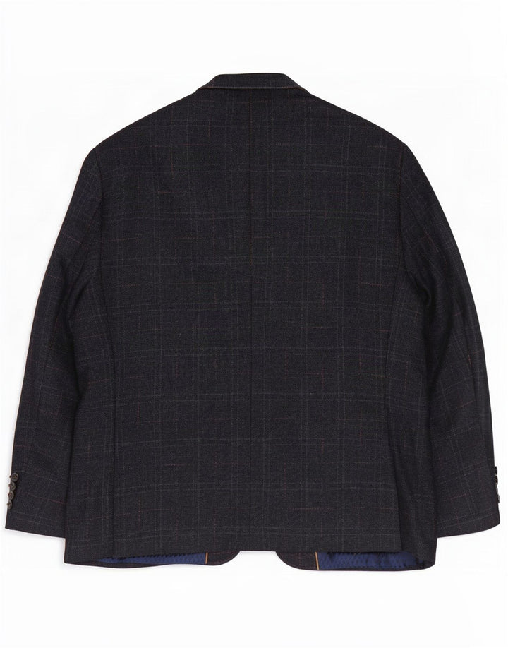 Jaqueta blazer masculina Douglas com 2 botões Reino Unido 44 2XL lã xadrez azul marinho