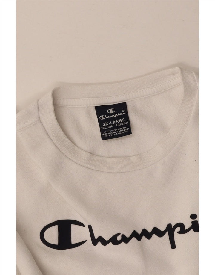 CHAMPION Boys Graphic Sweatshirt Jumper 15-16 Years 2XL White