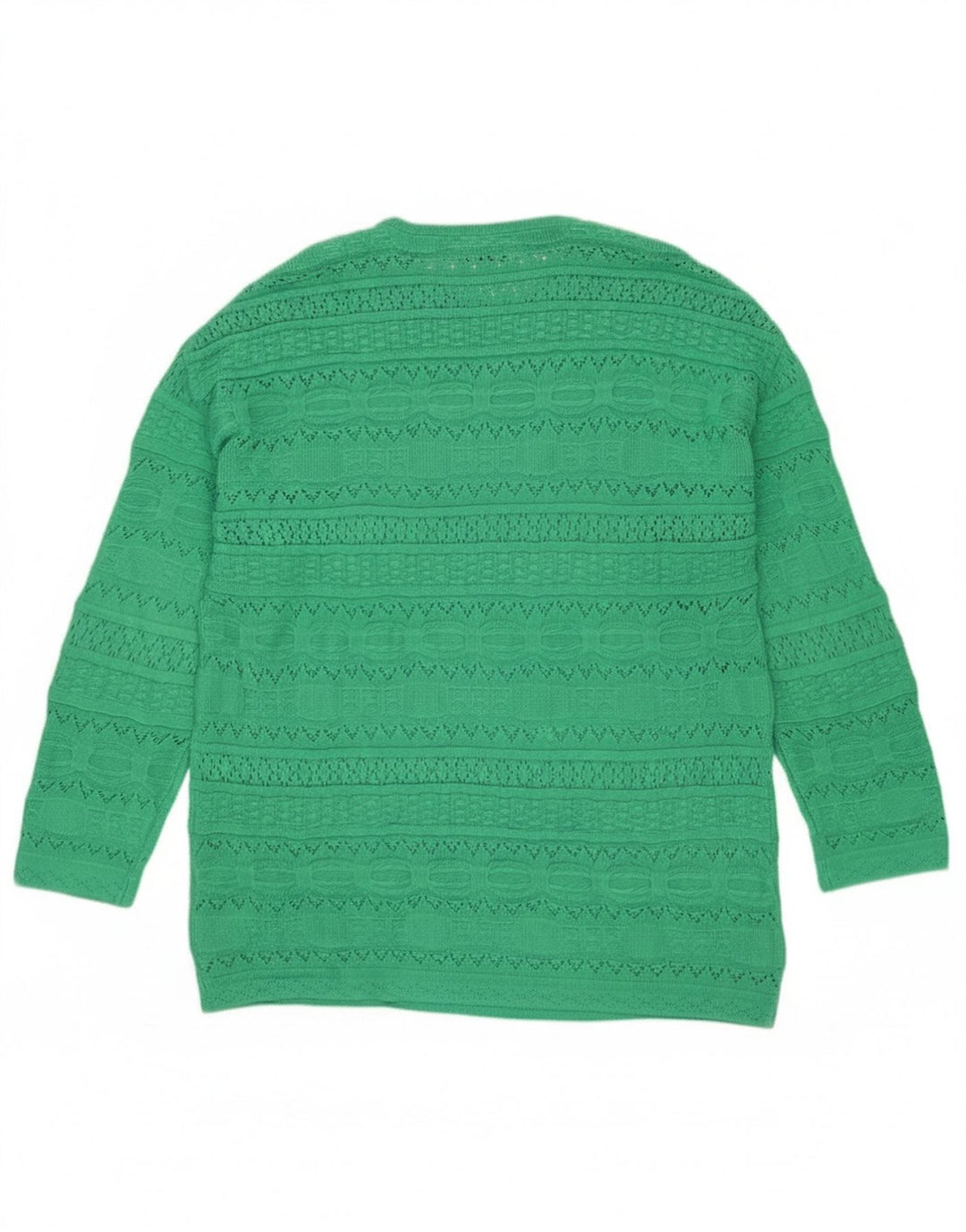 Suéter feminino Benetton Longline com gola redonda Reino Unido 10 pequeno verde