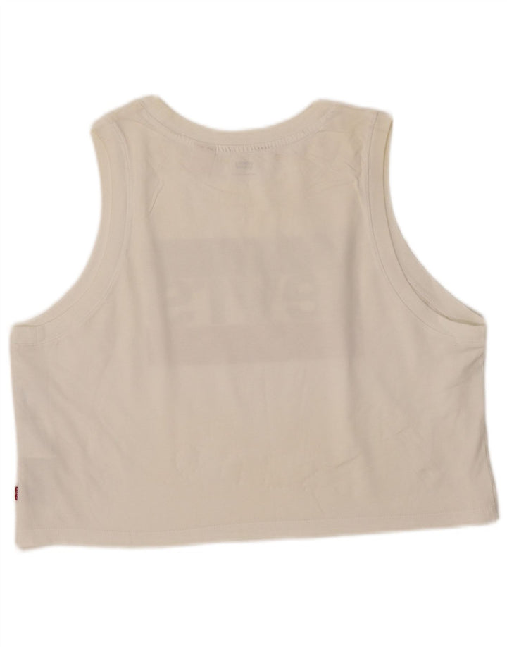 Colete feminino LEVI'S Crop Graphic Vest UK 16 grande algodão branco