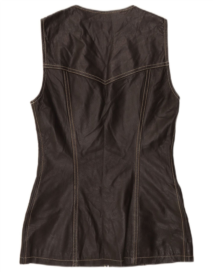 Colete de couro feminino Phard UK 12 couro marrom médio