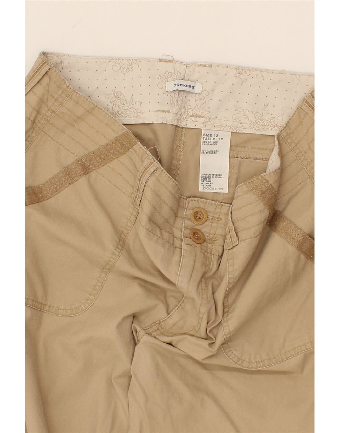 DOCKERS Womens Straight Capri Cargo Trousers US 12 Large W32 L21 Beige Vintage Dockers and Second-Hand Dockers from Messina Hembry 