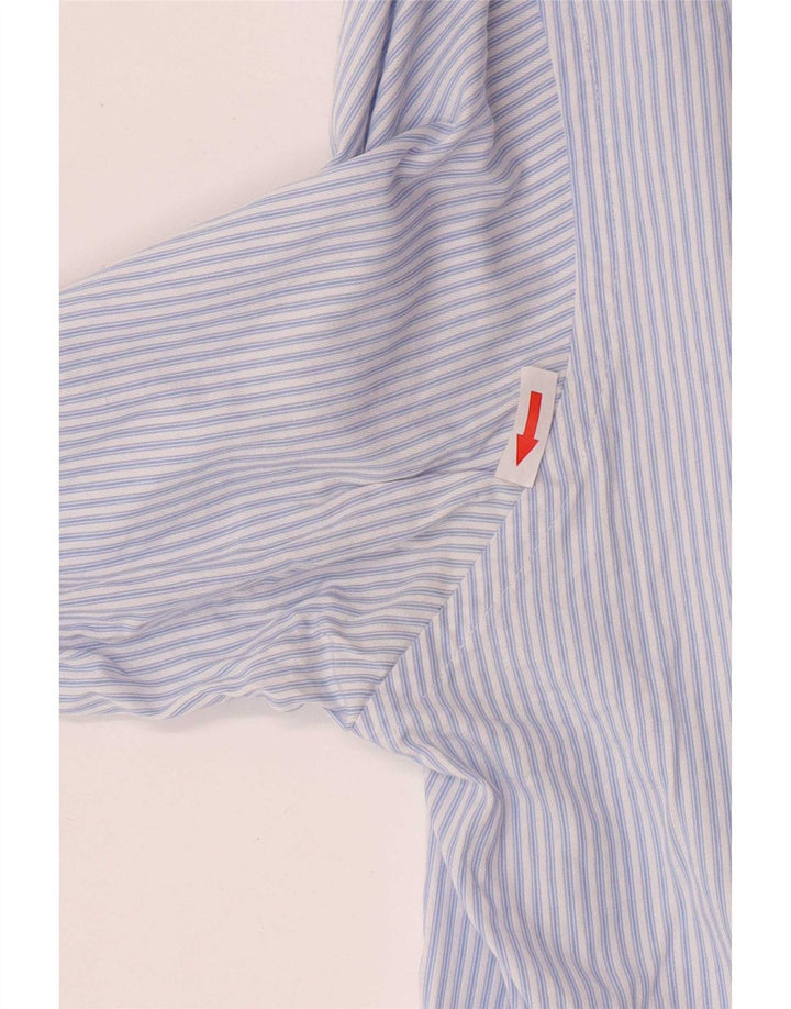 Camisa masculina Calvin Klein tamanho 15 1/2 algodão listrado azul médio