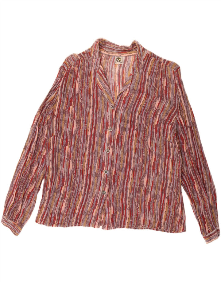 Blusa feminina vintage IT 54 3XL listrada multicolorida